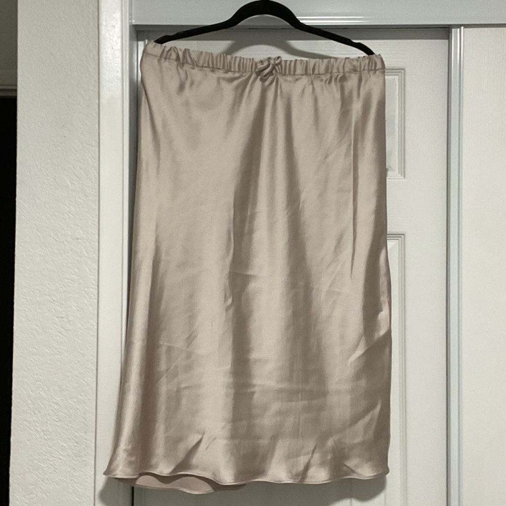 Macy's Cream Satin Midi Skirt